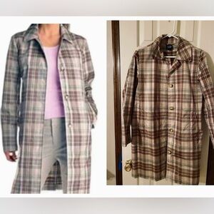 GAP Checkered Trench Rain Coat in Brown and Pink